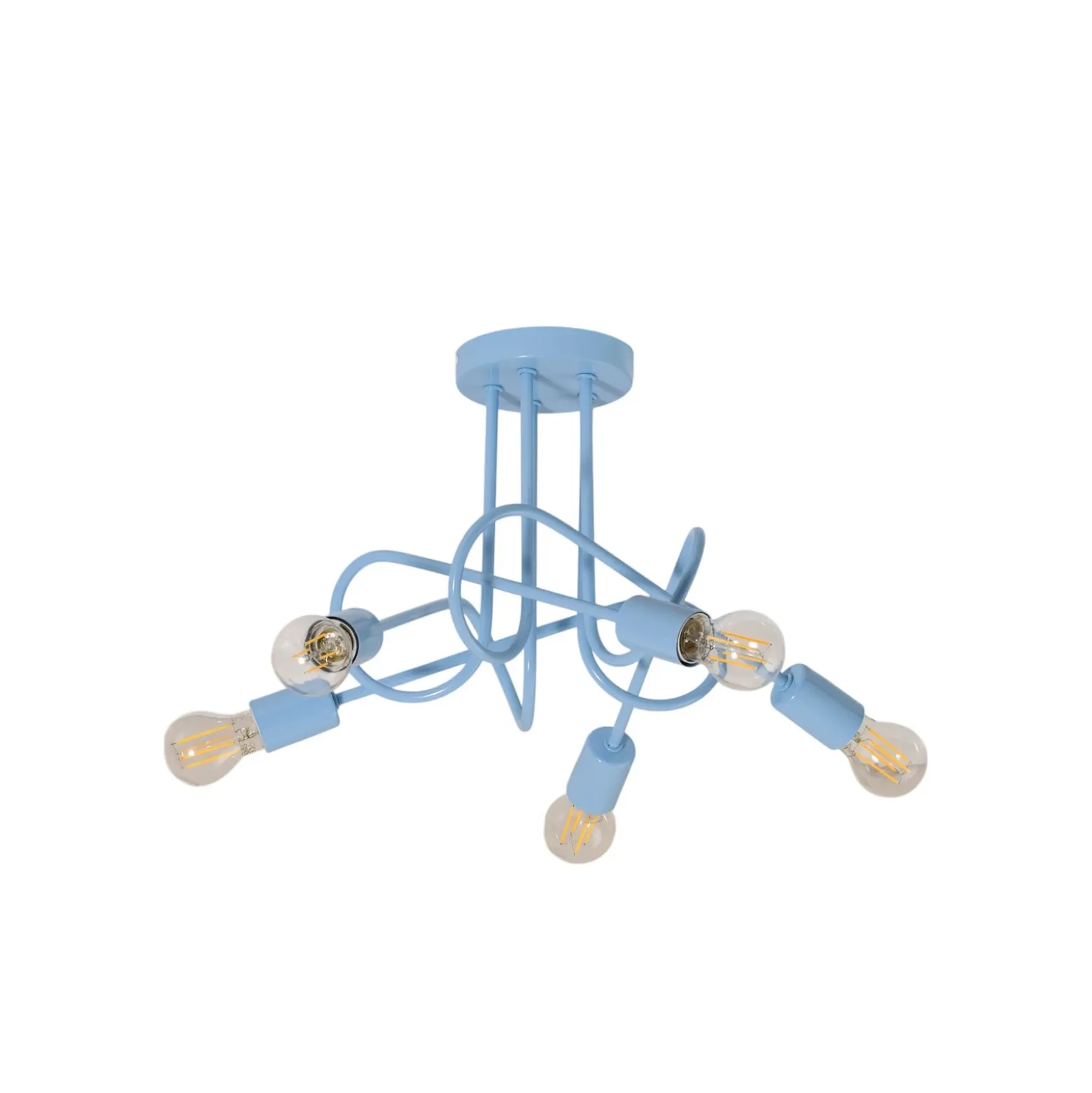 Plafón Oxford, azul claro, Ø 47 cm, metal, 5 luces
