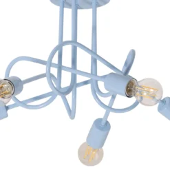 Plafón Oxford, azul claro, Ø 47 cm, metal, 5 luces
