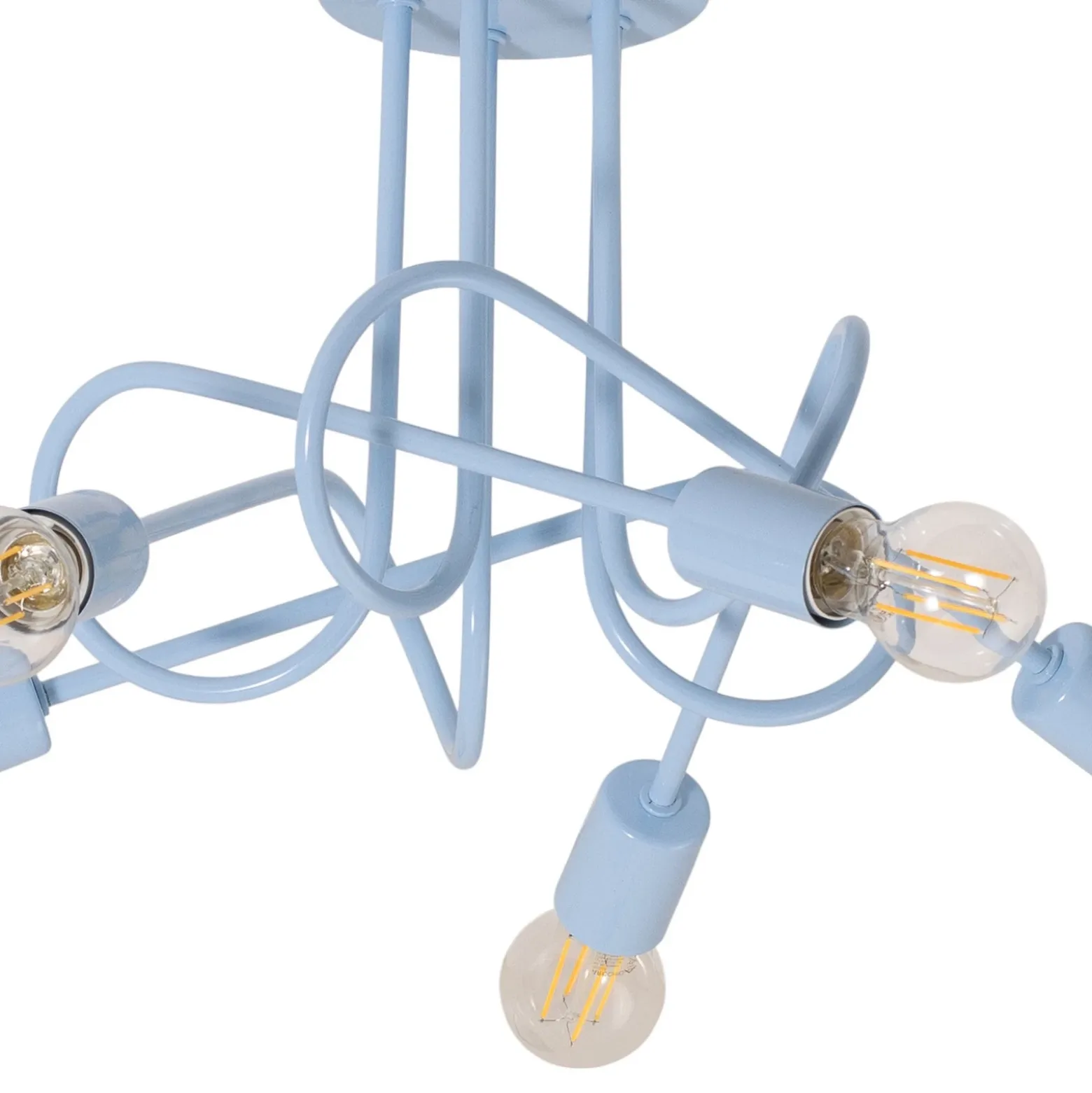 Plafón Oxford, azul claro, Ø 47 cm, metal, 5 luces