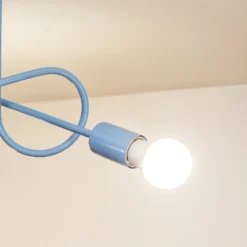 Plafón Oxford, Ø 44 cm, azul claro, metal, 3 luces