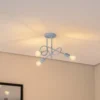 Plafón Oxford, Ø 44 cm, azul claro, metal, 3 luces