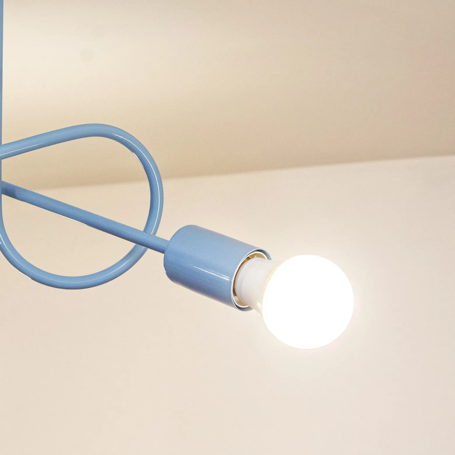 Plafón Oxford, Ø 44 cm, azul claro, metal, 3 luces