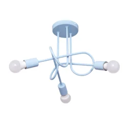 Plafón Oxford, Ø 44 cm, azul claro, metal, 3 luces