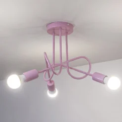 Plafón Oxford, rosa claro, Ø 44 cm, metal, 3 luces