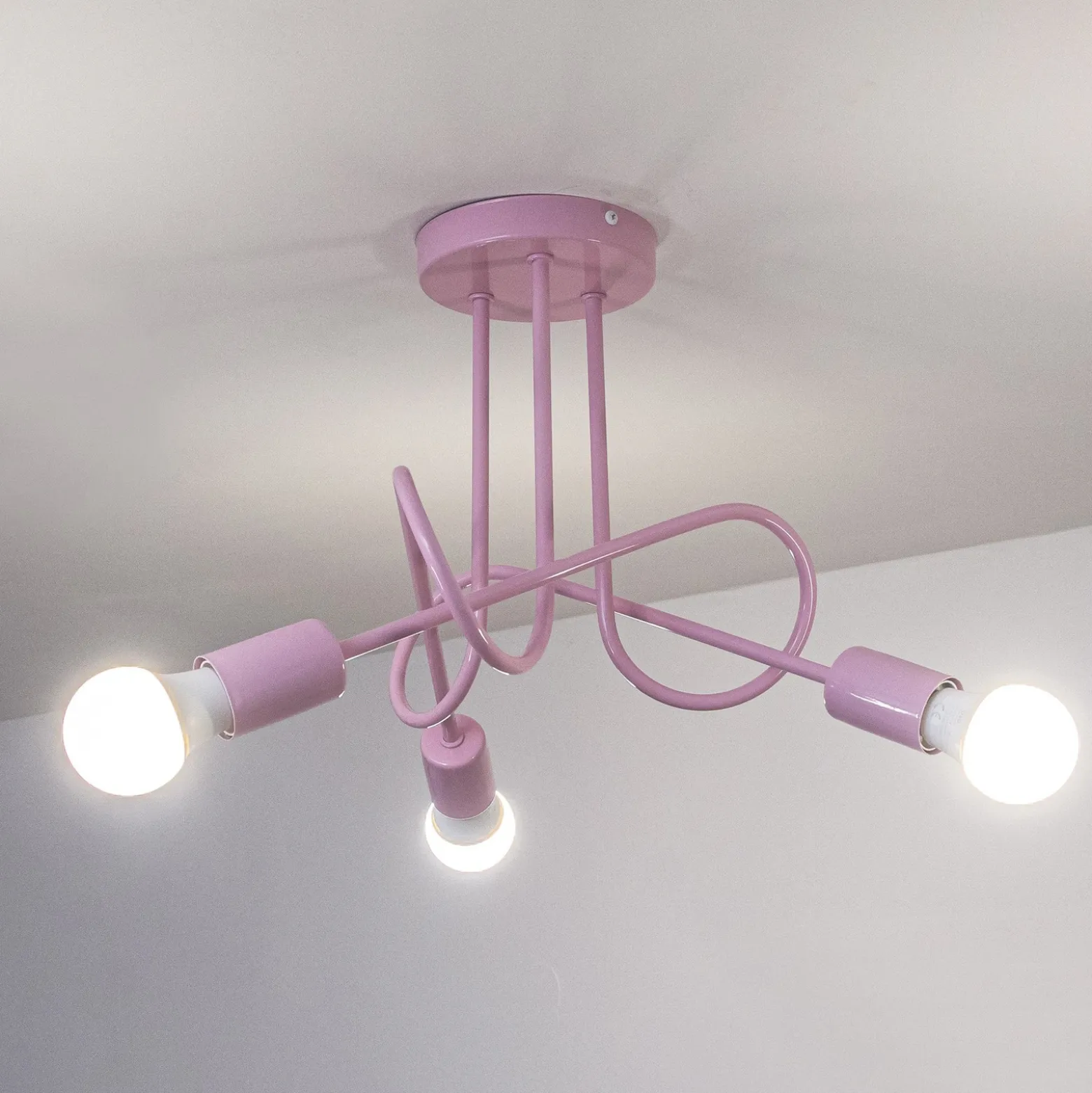 Plafón Oxford, rosa claro, Ø 44 cm, metal, 3 luces