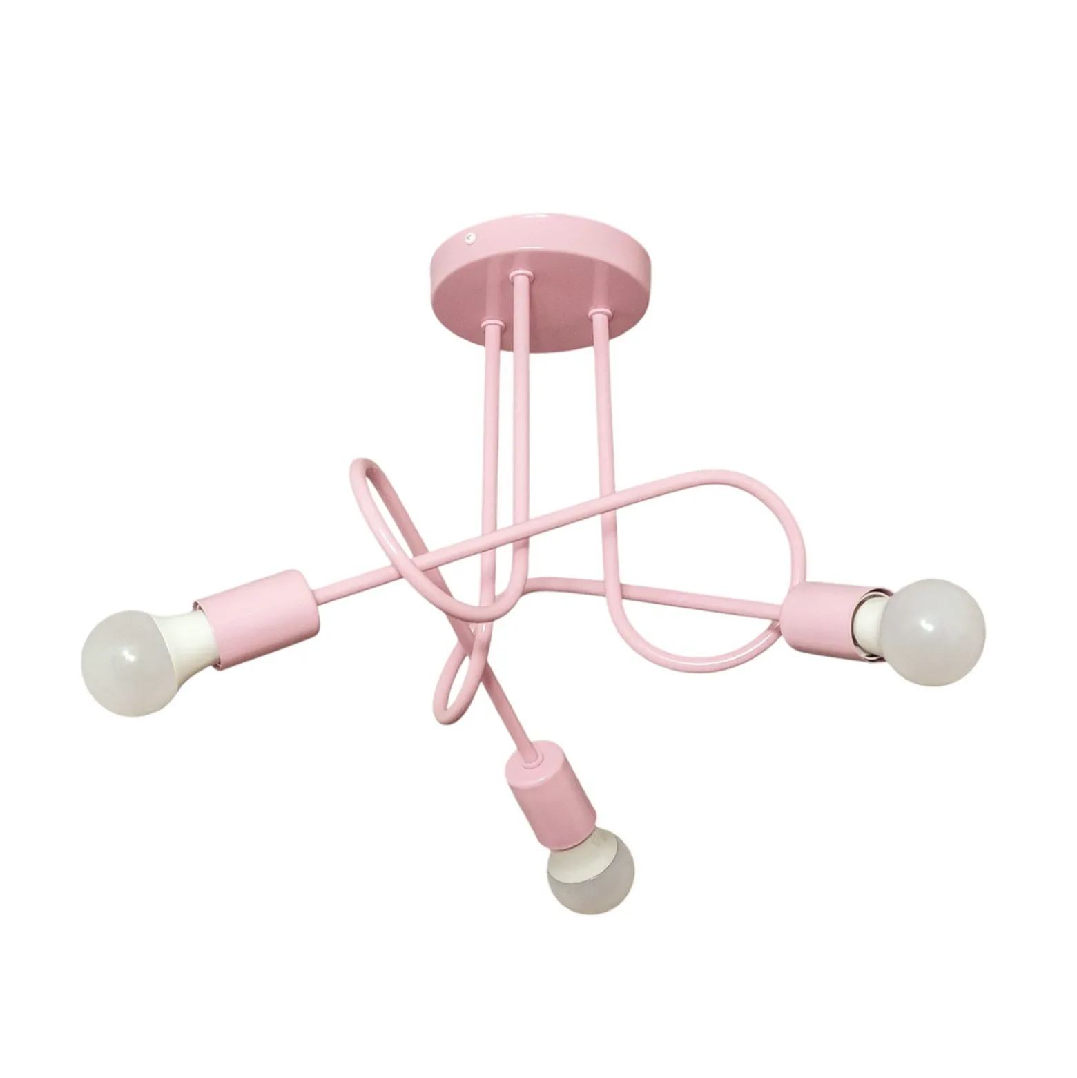 Plafón Oxford, rosa claro, Ø 44 cm, metal, 3 luces