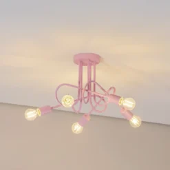 Plafón Oxford, rosa claro, Ø 47 cm, metal, 5 luces
