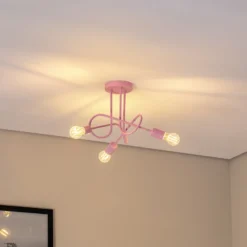Plafón Oxford, rosa claro, Ø 44 cm, metal, 3 luces