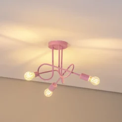 Plafón Oxford, rosa claro, Ø 44 cm, metal, 3 luces