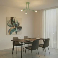 Plafón Oxford, verde, metal, 3 luces, E27
