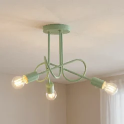 Plafón Oxford, verde, metal, 3 luces, E27