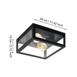 Plafón para baño Amezola, 2 luces, negro