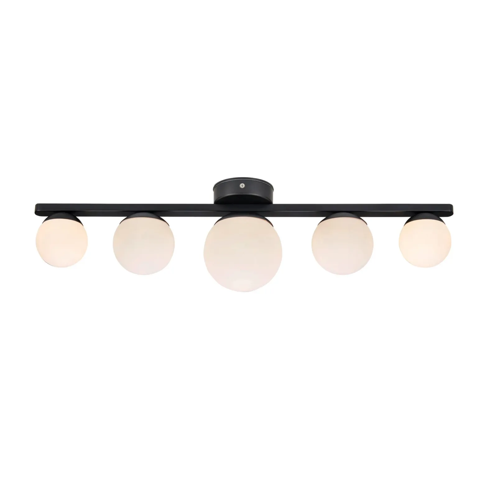 Plafón para baño Puro negro 5 luces vidrio