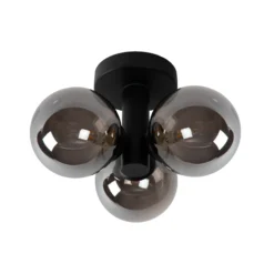 Plafón para baño Trudy, 3 luces, negro/humo