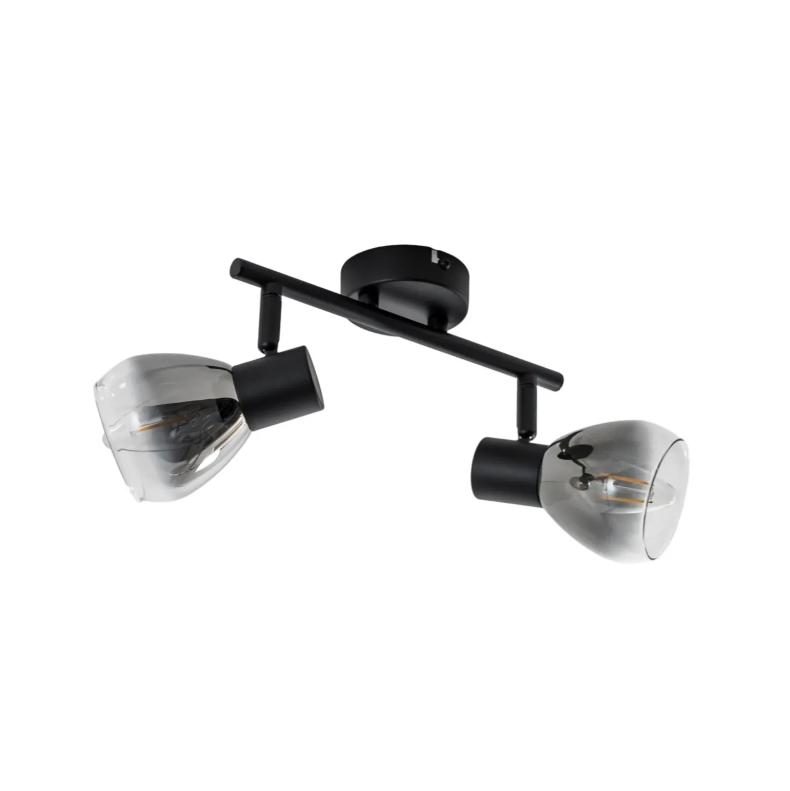 Plafón Pendura de Lindby, 2 luces, negro, cristal