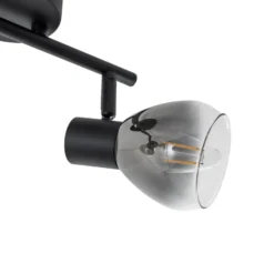 Plafón Pendura de Lindby, 2 luces, negro, cristal
