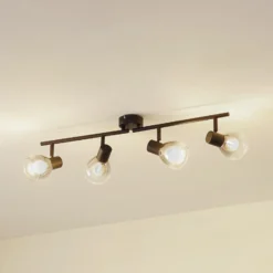 Plafón Pendura de Lindby, 4 luces, negro, cristal