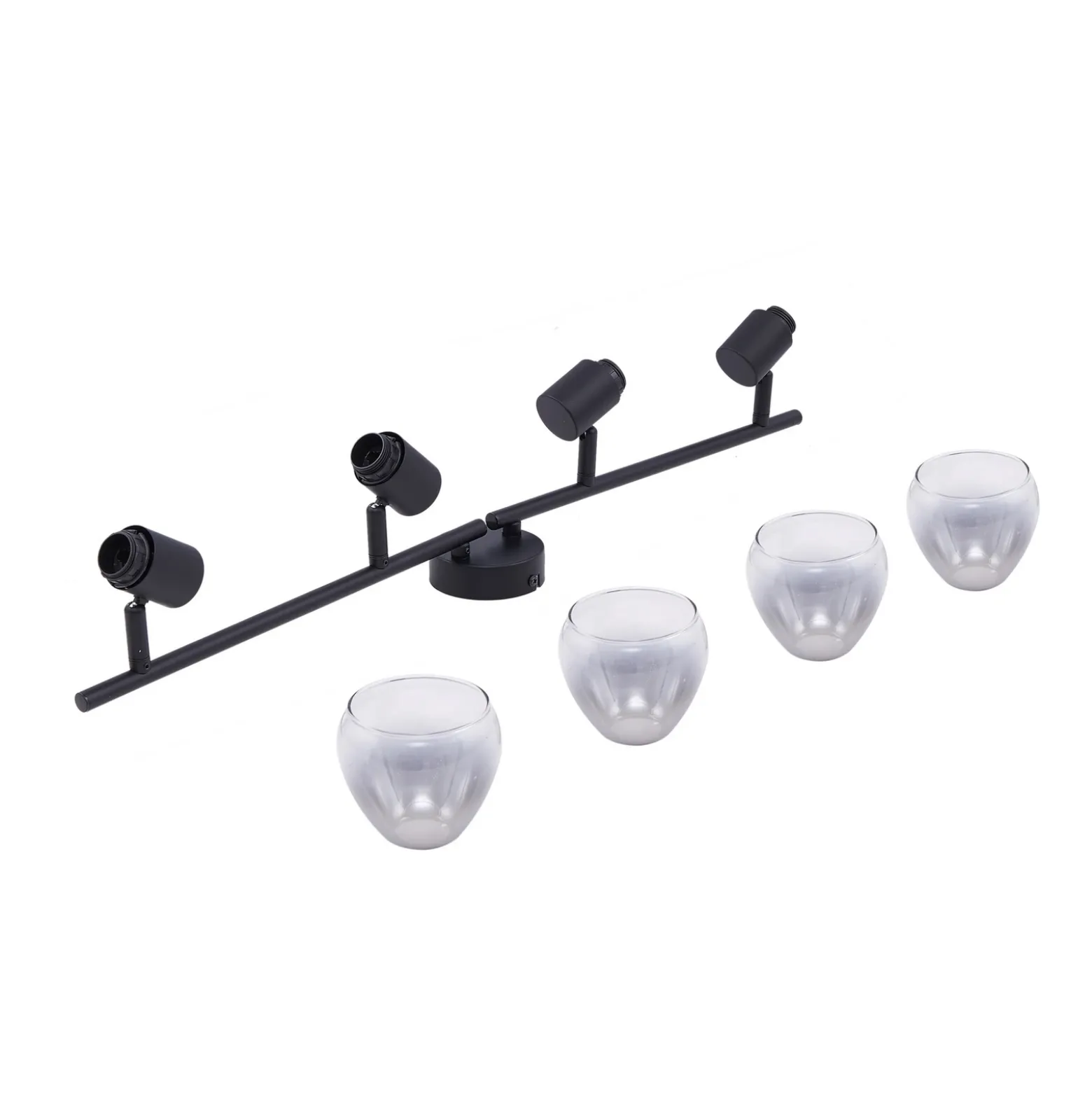 Plafón Pendura de Lindby, 4 luces, negro, cristal