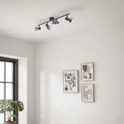 Plafón Pendura de Lindby, 4 luces, negro, cristal