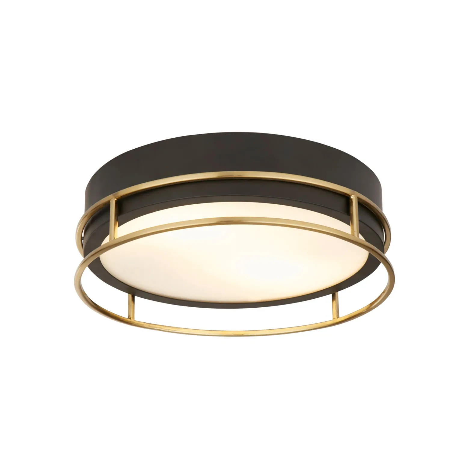 Plafón Phoenix, Ø 30 cm, negro / latón, IP44