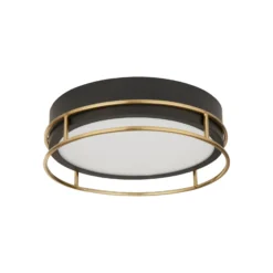 Plafón Phoenix, Ø 30 cm, negro / latón, IP44