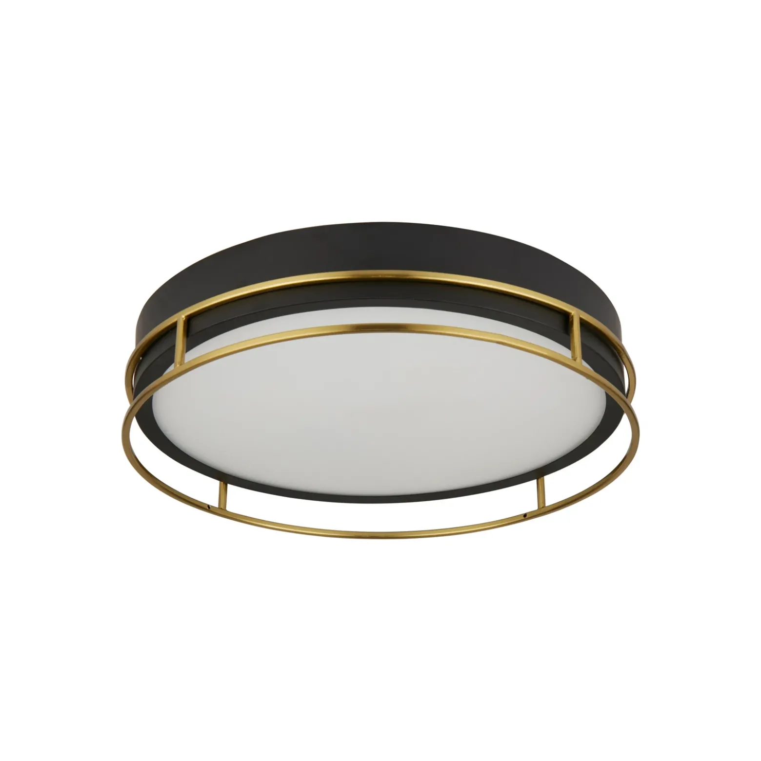 Plafón Phoenix, Ø 40 cm, negro / latón, IP44