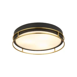 Plafón Phoenix, Ø 40 cm, negro / latón, IP44