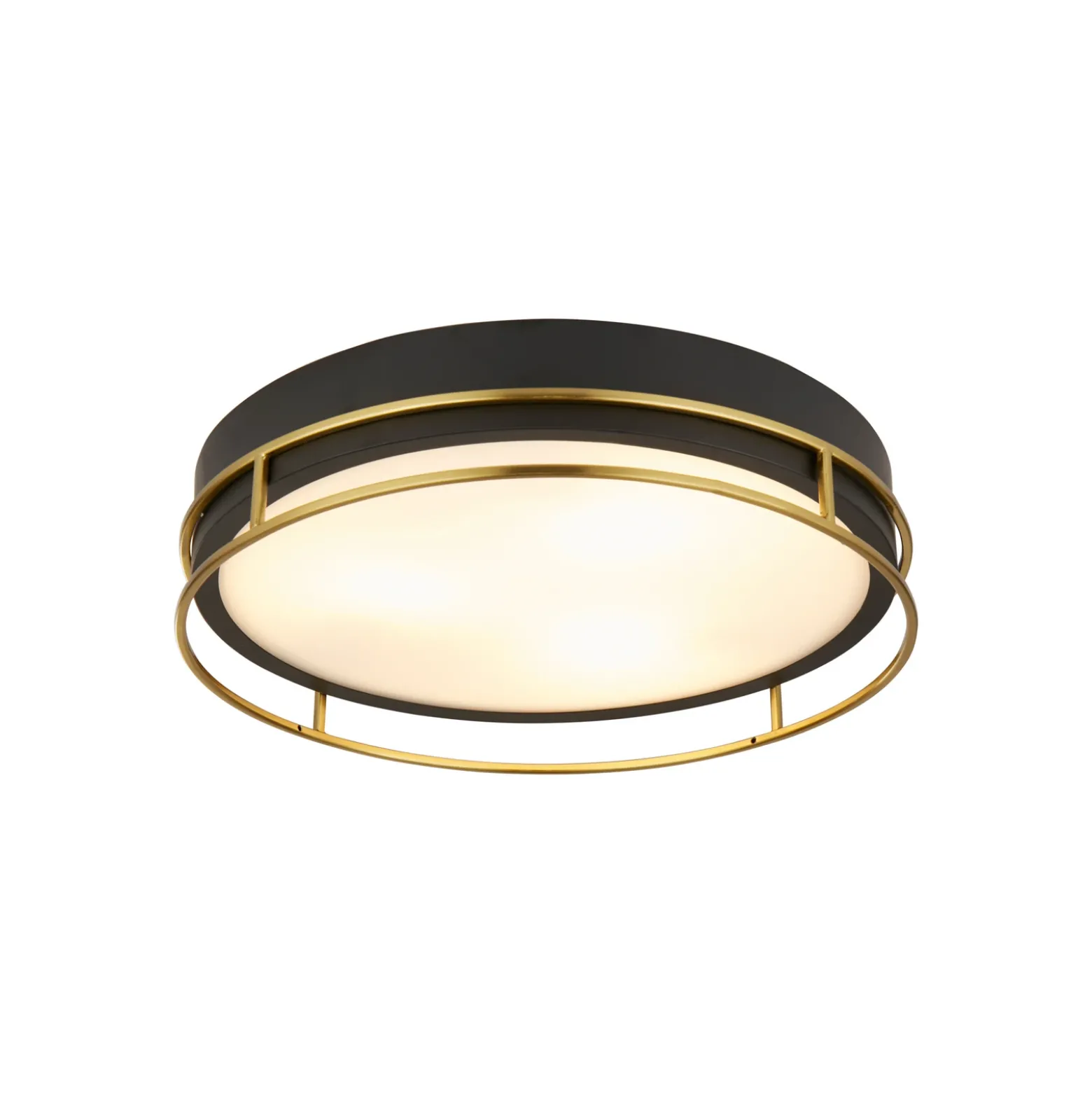 Plafón Phoenix, Ø 40 cm, negro / latón, IP44