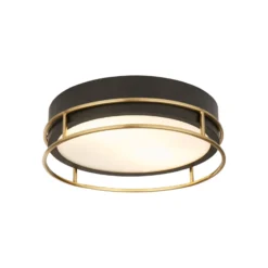 Plafón Phoenix, Ø 30 cm, negro / latón, IP44