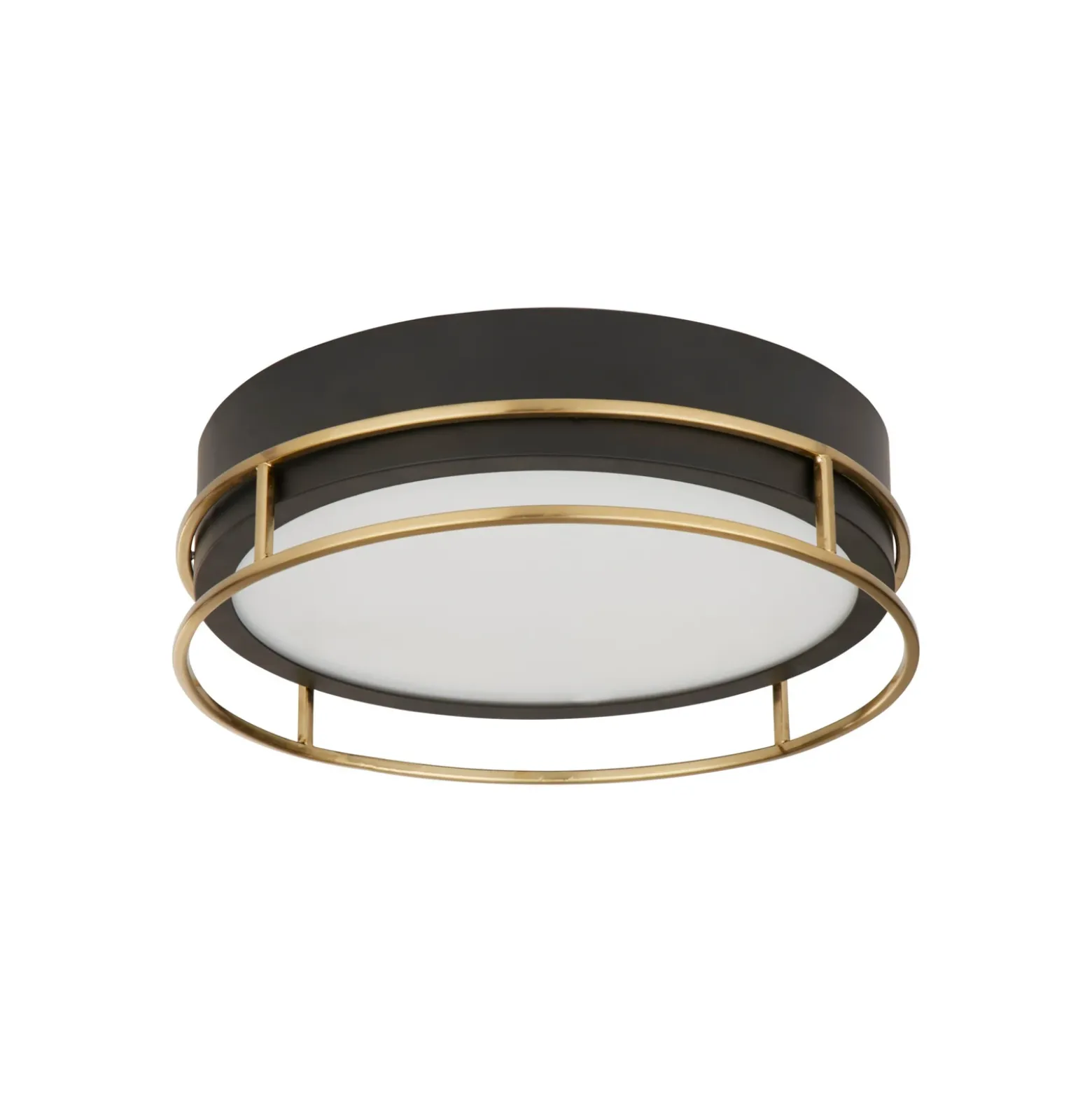 Plafón Phoenix, Ø 30 cm, negro / latón, IP44