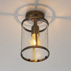 Plafón Pimpinela, bronce, metal, cristal