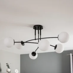 Plafón Pregos 6 en negro, 6 luces