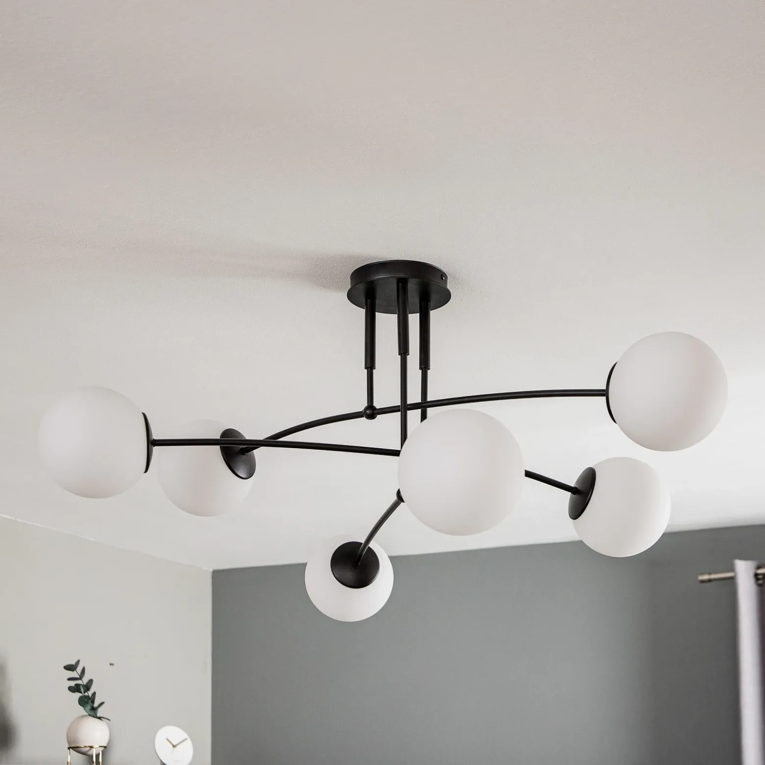 Plafón Pregos 6 en negro, 6 luces