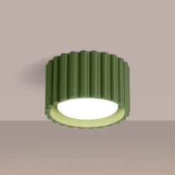 Plafón RIBLA, verde oliva, Ø 10 cm, metal, GX53