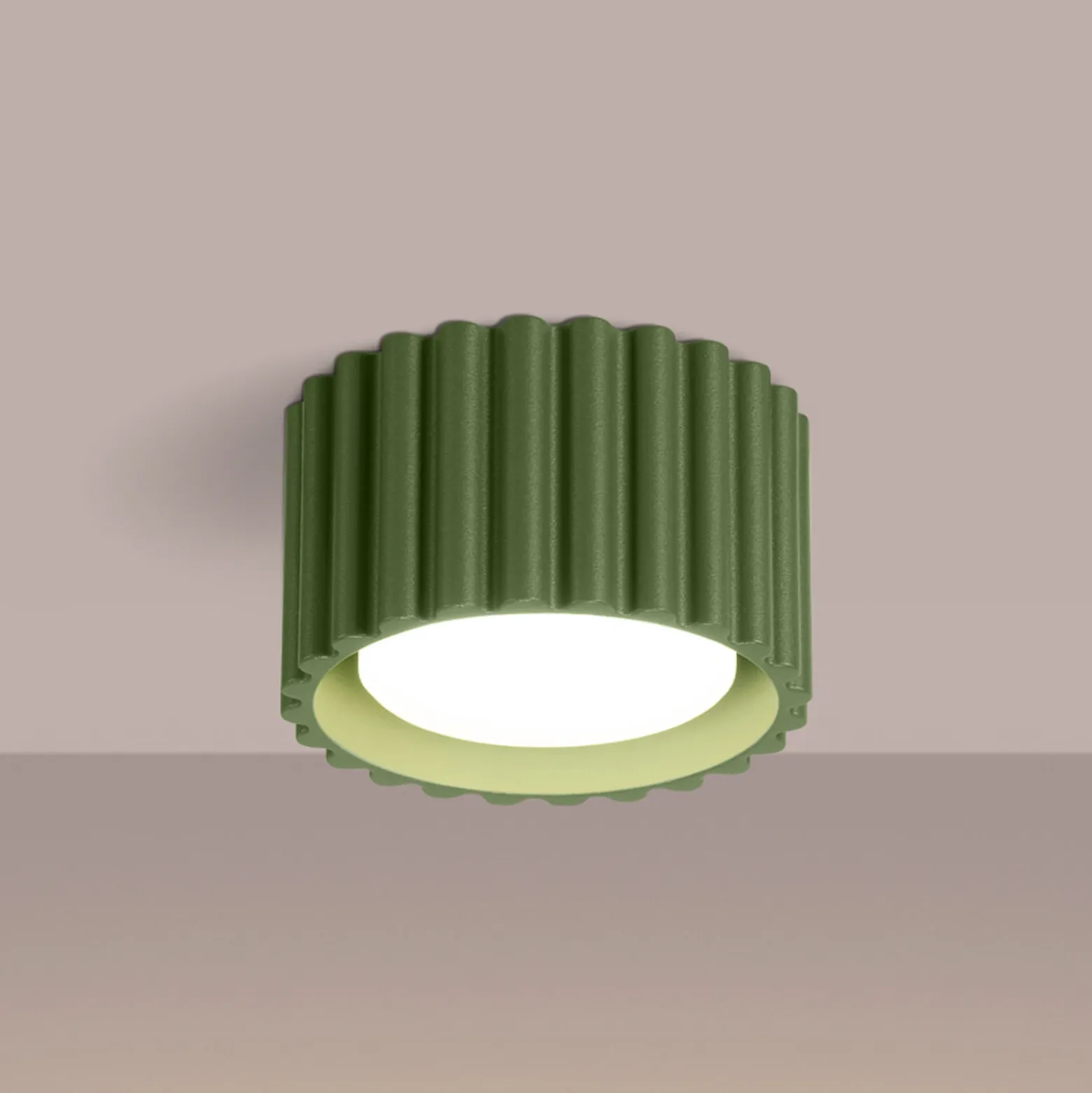Plafón RIBLA, verde oliva, Ø 10 cm, metal, GX53