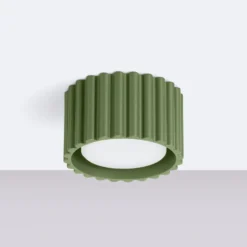 Plafón RIBLA, verde oliva, Ø 10 cm, metal, GX53