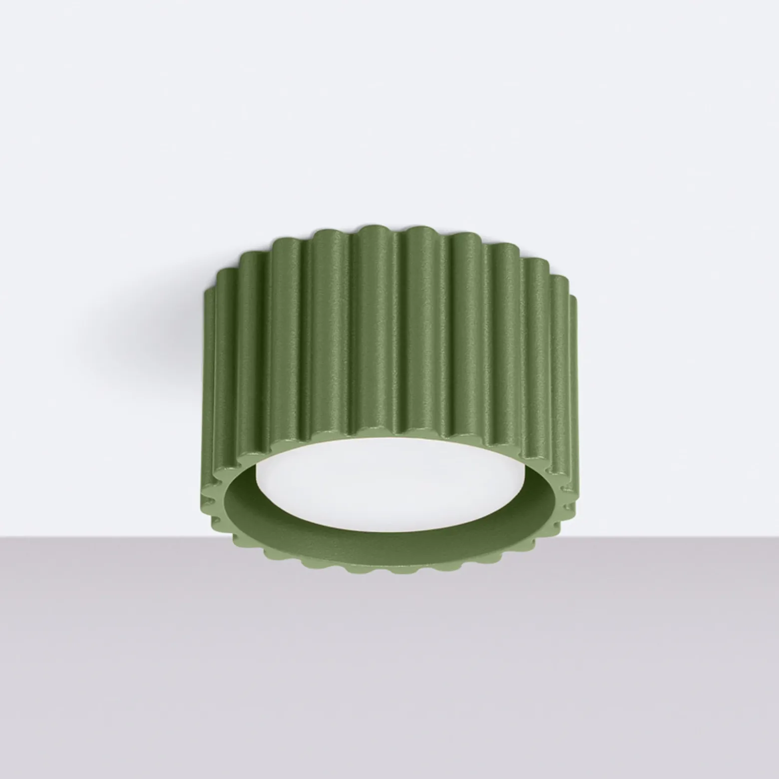 Plafón RIBLA, verde oliva, Ø 10 cm, metal, GX53