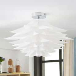 Plafón Rimon de Lindby, blanco, plástico, Ø 50 cm, E27
