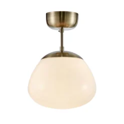 Plafón Rise, latón envejecido, cristal, Ø 25 cm