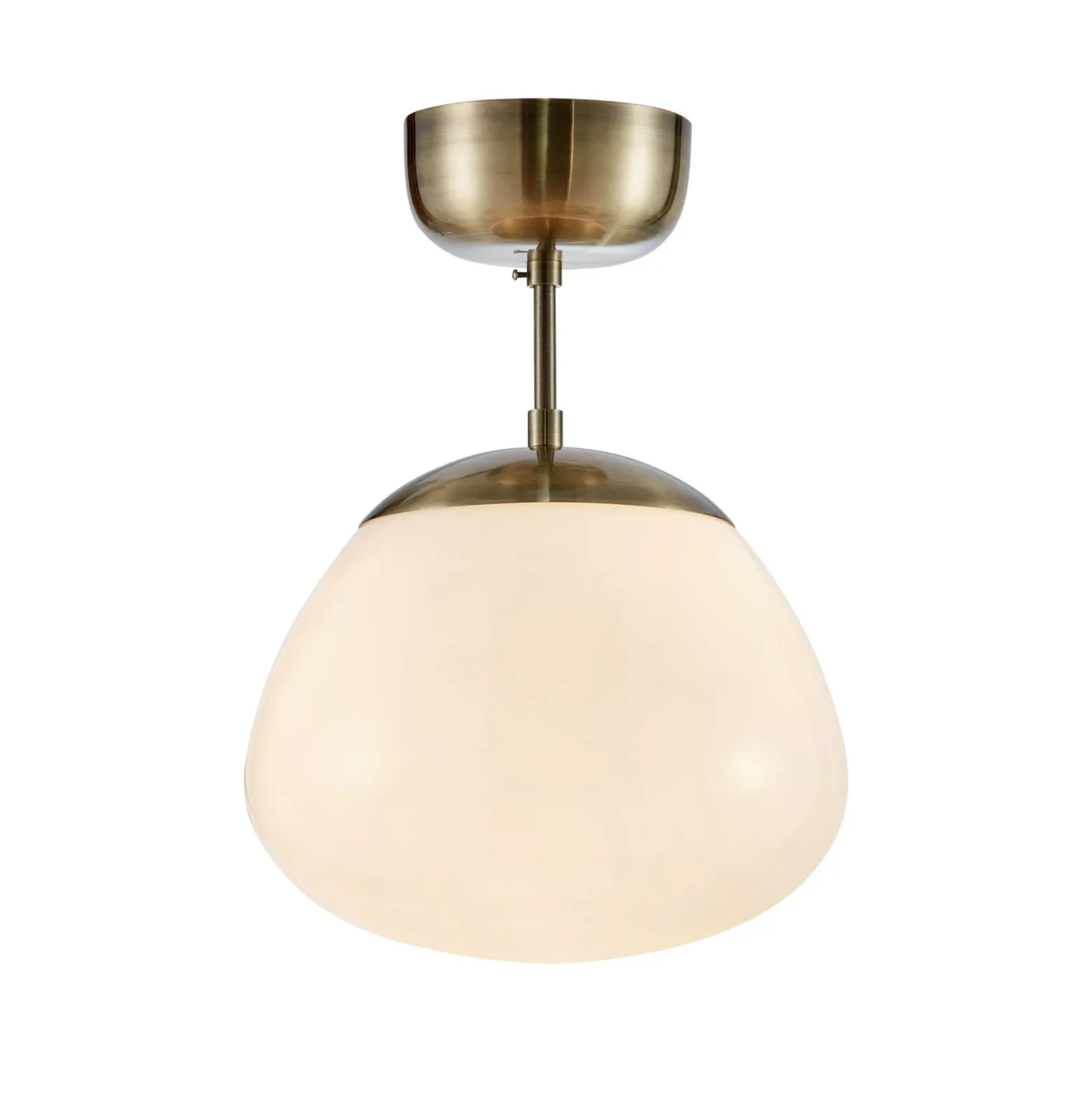 Plafón Rise, latón envejecido, cristal, Ø 25 cm