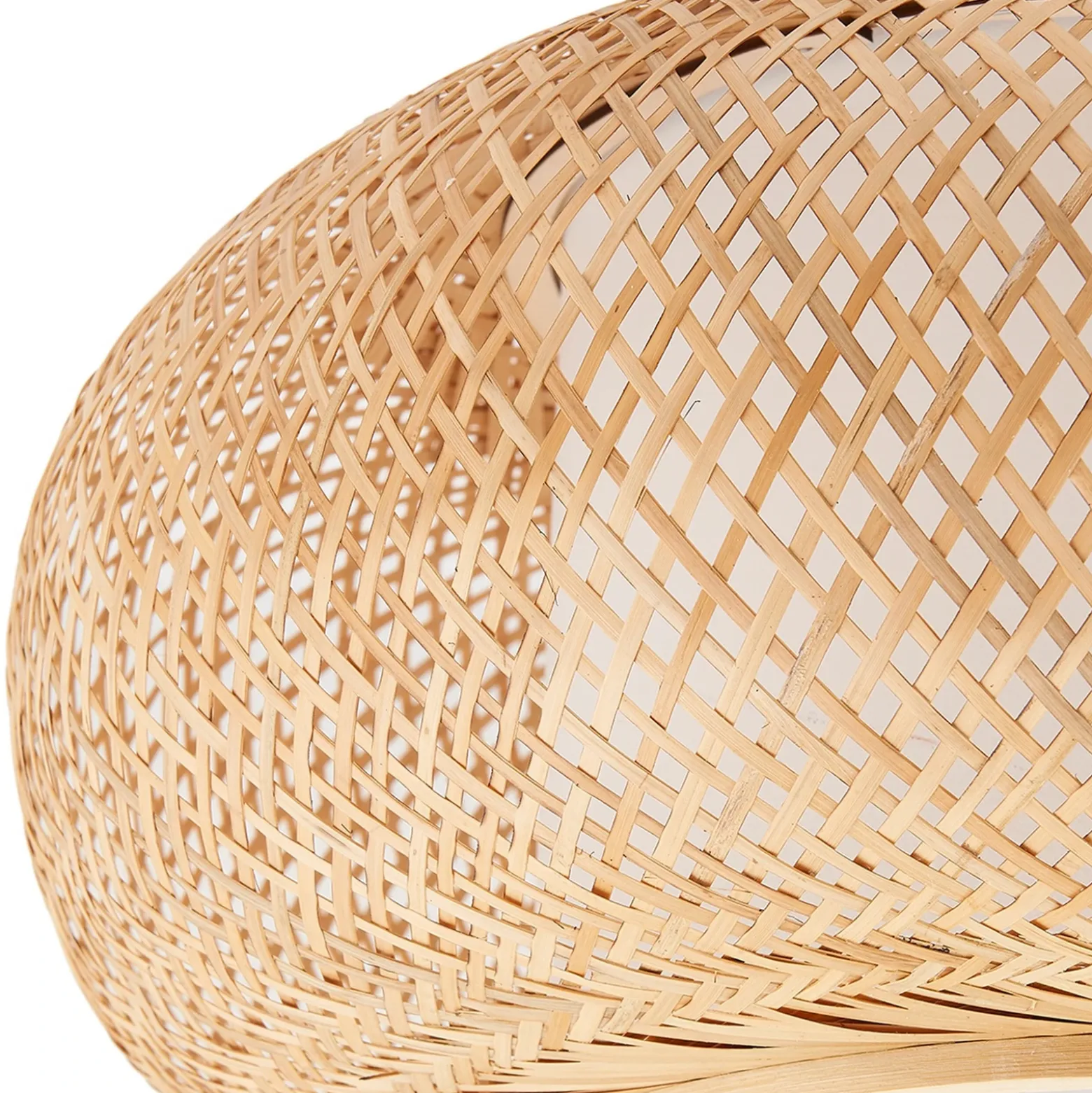 Plafón Romaine de Lindby, bambú, natural/blanco, Ø 50 cm