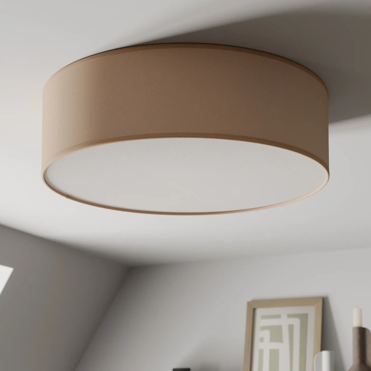 Plafón Rondo, beige, metal, Ø 45 cm, E27
