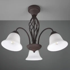 Plafón Rustica, color óxido, 3 luces