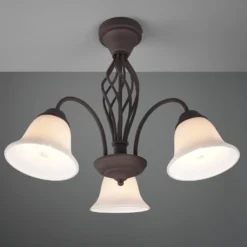 Plafón Rustica, color óxido, 3 luces