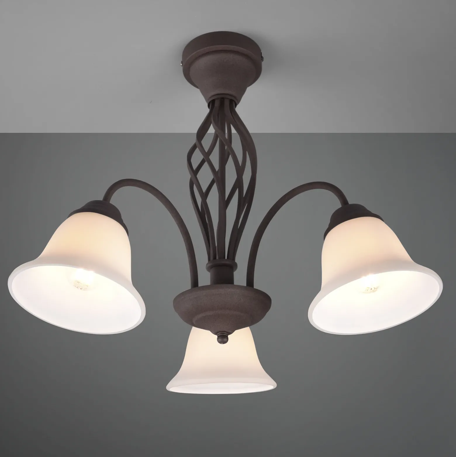 Plafón Rustica, color óxido, 3 luces