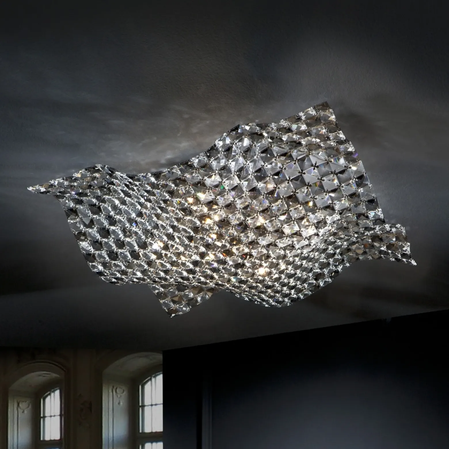 Plafón Saten de cristal, 56 cm