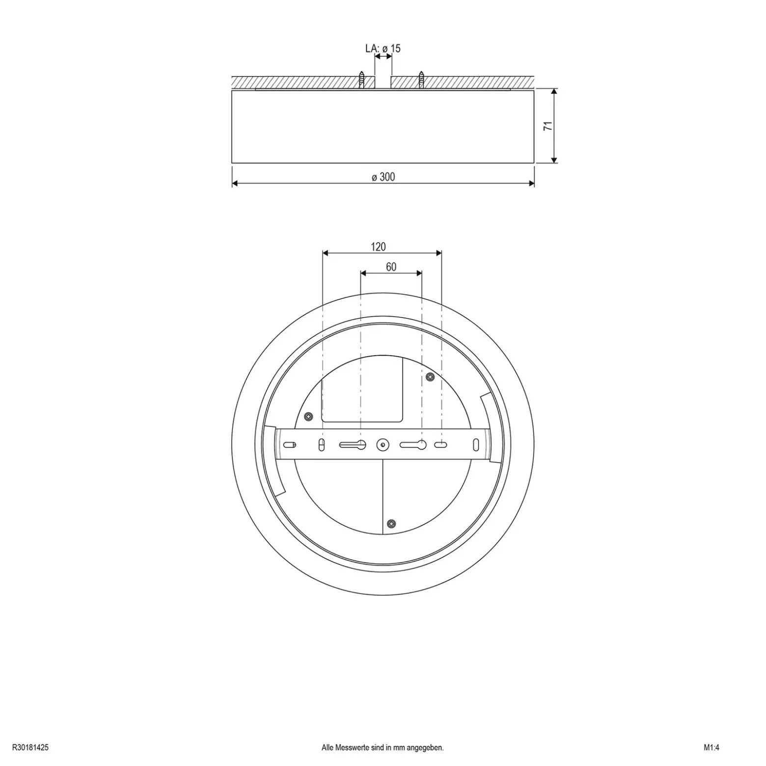 Plafón Sauro LED, Ø 30 cm, plata