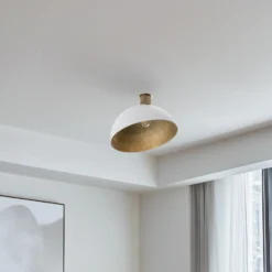Plafón Sfera, Ø 35 cm, blanco/dorado
