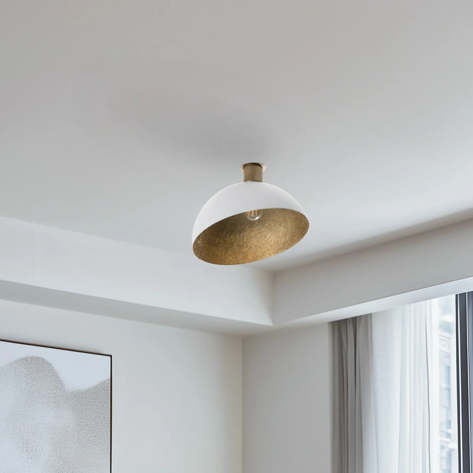 Plafón Sfera, Ø 35 cm, blanco/dorado