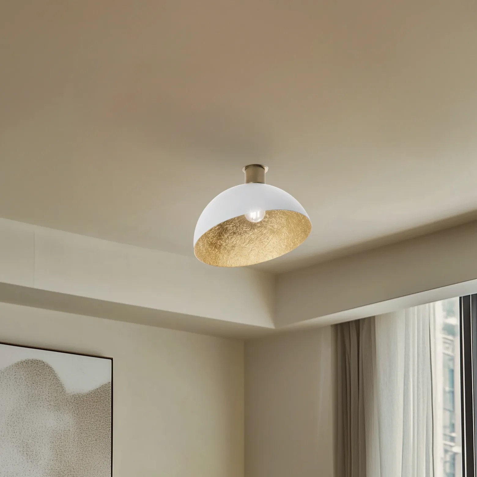 Plafón Sfera, Ø 35 cm, blanco/dorado